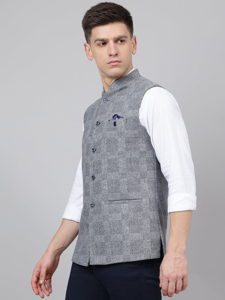 Richlook Jawahar Jacket style Smook Gray waistcoat for Men's