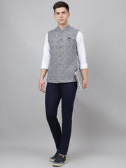 Richlook Jawahar Jacket style Smook Gray waistcoat for Men's