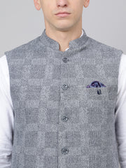 Richlook Jawahar Jacket style Smook Gray waistcoat for Men's