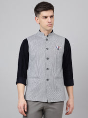 Richlook Jawahar Jacket style Dark Gray waistcoat for Men's