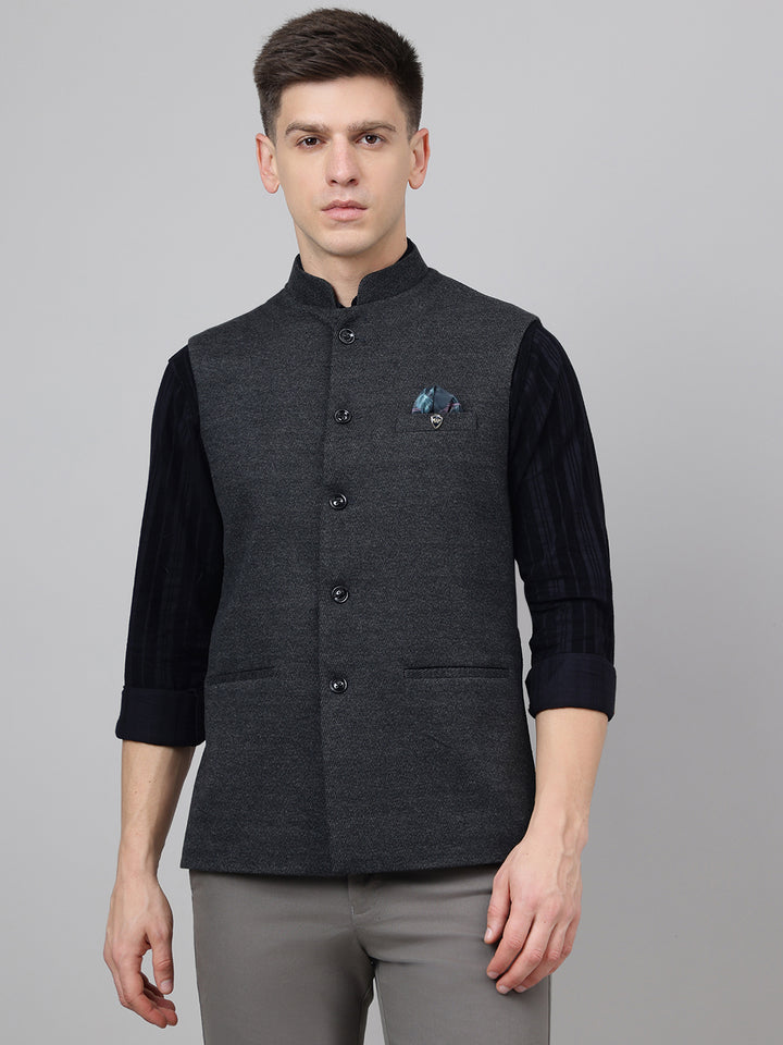 Richlook Jawahar Jacket style Dark Gray waistcoat for Men's