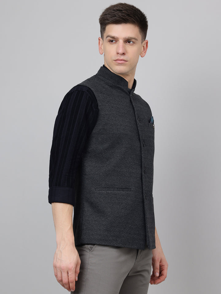 Richlook Jawahar Jacket style Dark Gray waistcoat for Men's