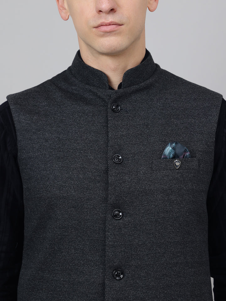 Richlook Jawahar Jacket style Dark Gray waistcoat for Men's