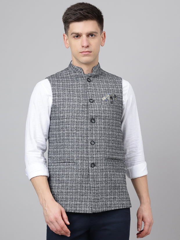 Richlook Jawahar Jacket style Gray waistcoat for Men's