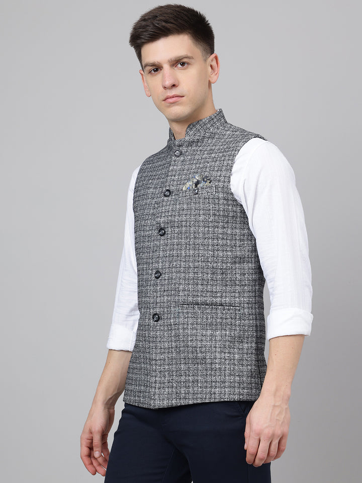 Richlook Jawahar Jacket style Gray waistcoat for Men's