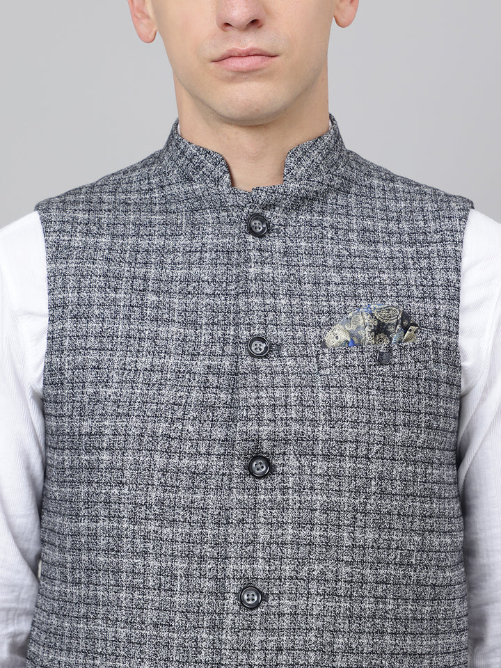 Richlook Jawahar Jacket style Gray waistcoat for Men's