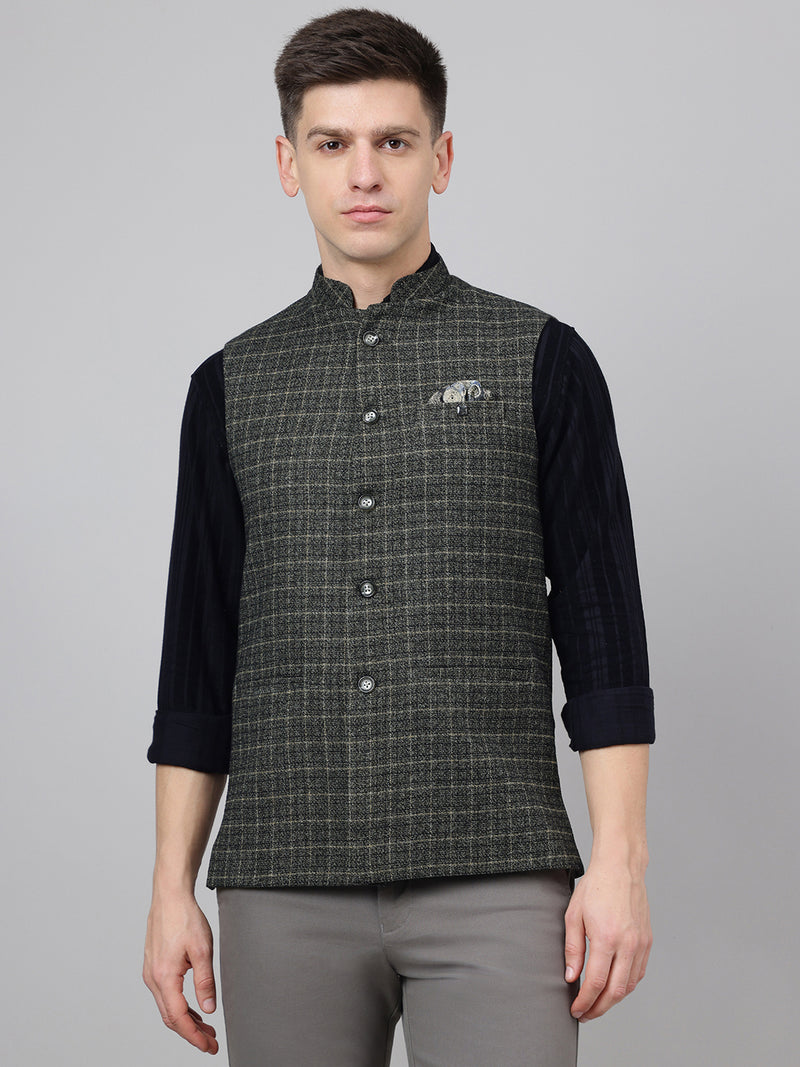 Richlook Jawahar Jacket style Olive waistcoat for Men's