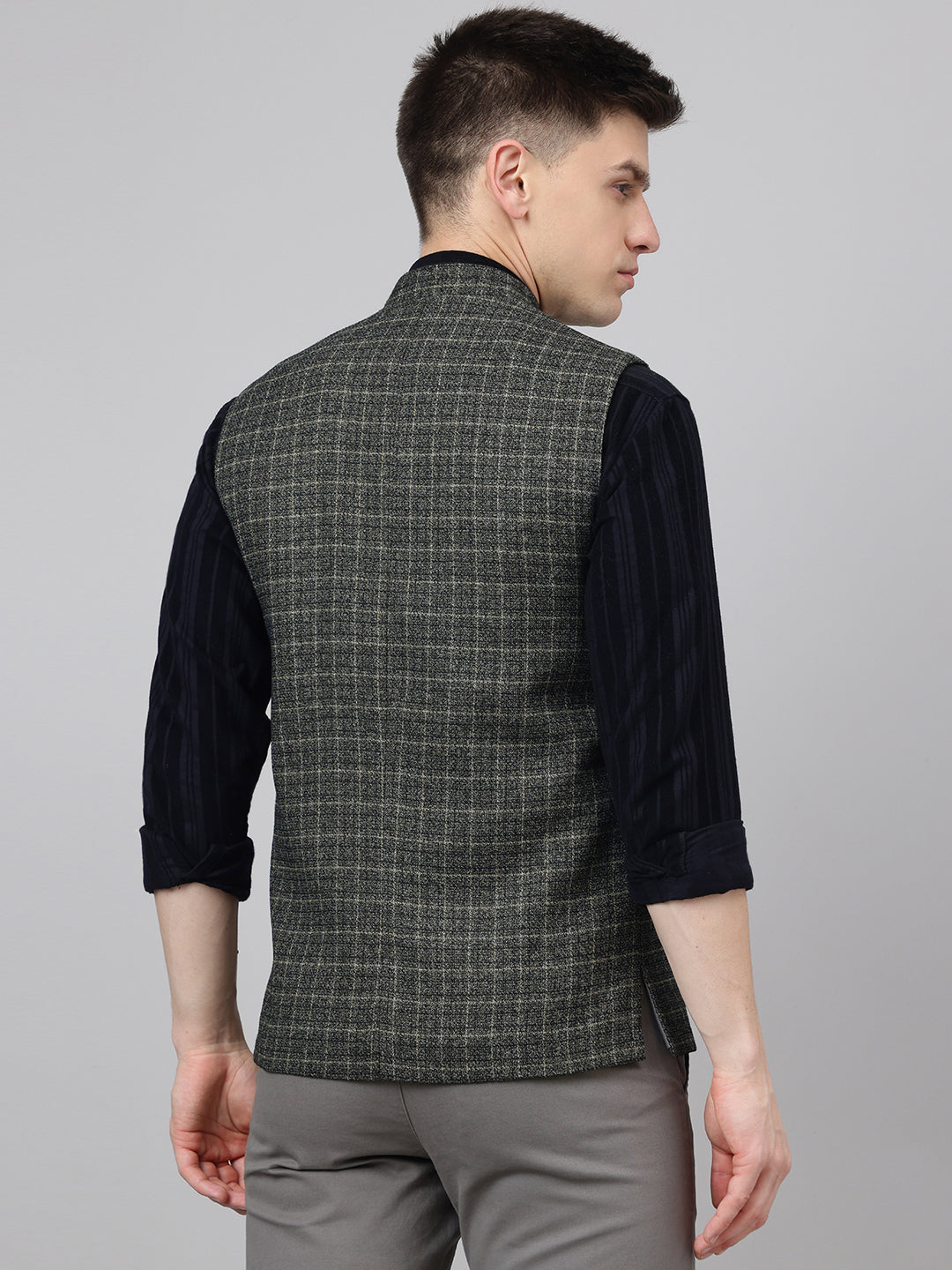 Richlook Jawahar Jacket style Olive waistcoat for Men's