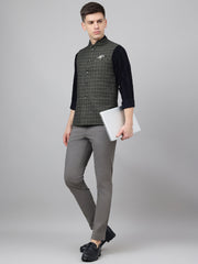 Richlook Jawahar Jacket style Olive waistcoat for Men's