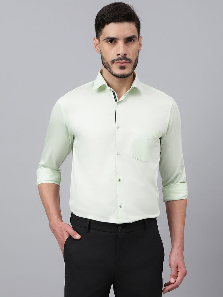 Men Light green Solid Standard Club Wear Shirt