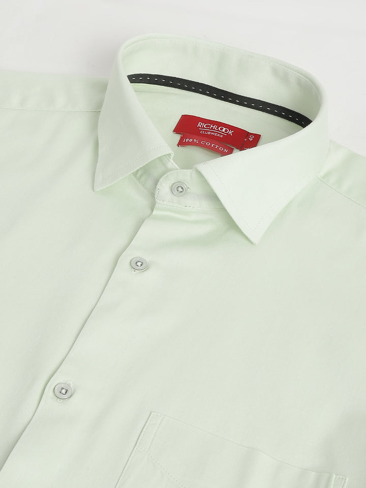 Men Light green Solid Standard Club Wear Shirt