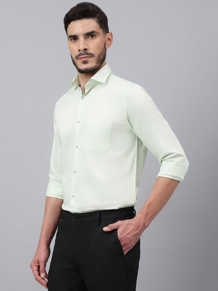 Men Light green Solid Standard Club Wear Shirt