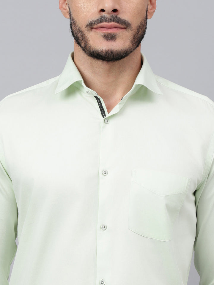 Men Light green Solid Standard Club Wear Shirt