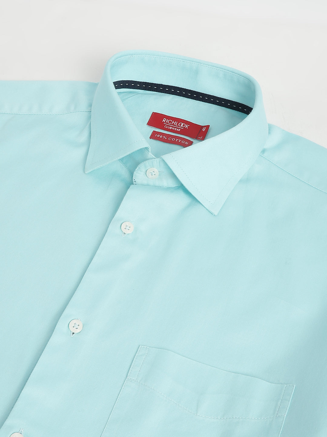 Men Aqua Solid Standard Club Wear Shirt