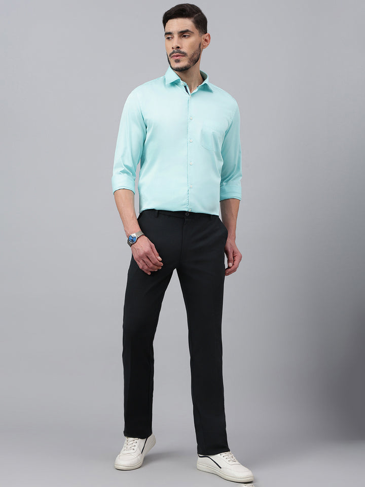 Men Aqua Solid Standard Club Wear Shirt