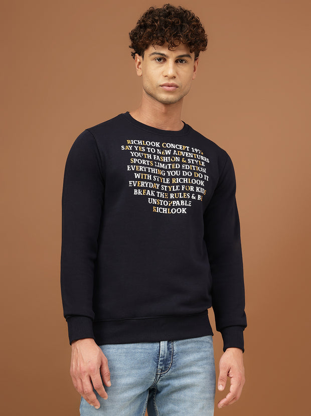 Richlook Men Navy Crew Neck Sweatshirt