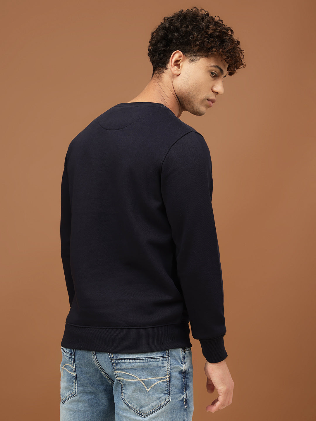 Richlook Men Navy Crew Neck Sweatshirt