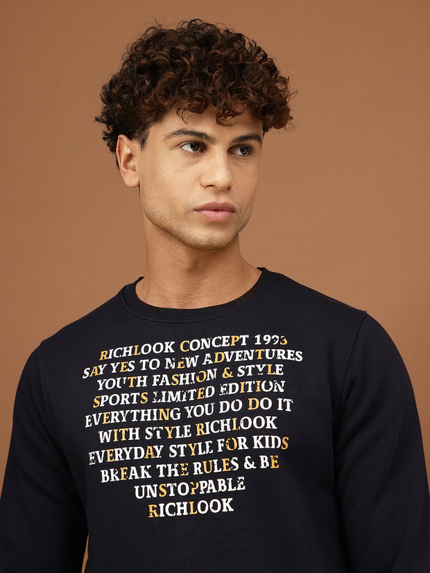 Richlook Men Navy Crew Neck Sweatshirt