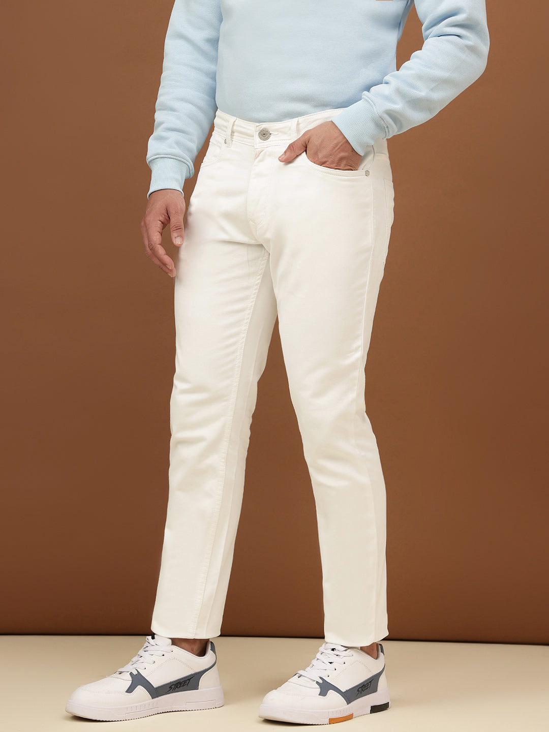 Richlook Men White Slim Fit Jeans