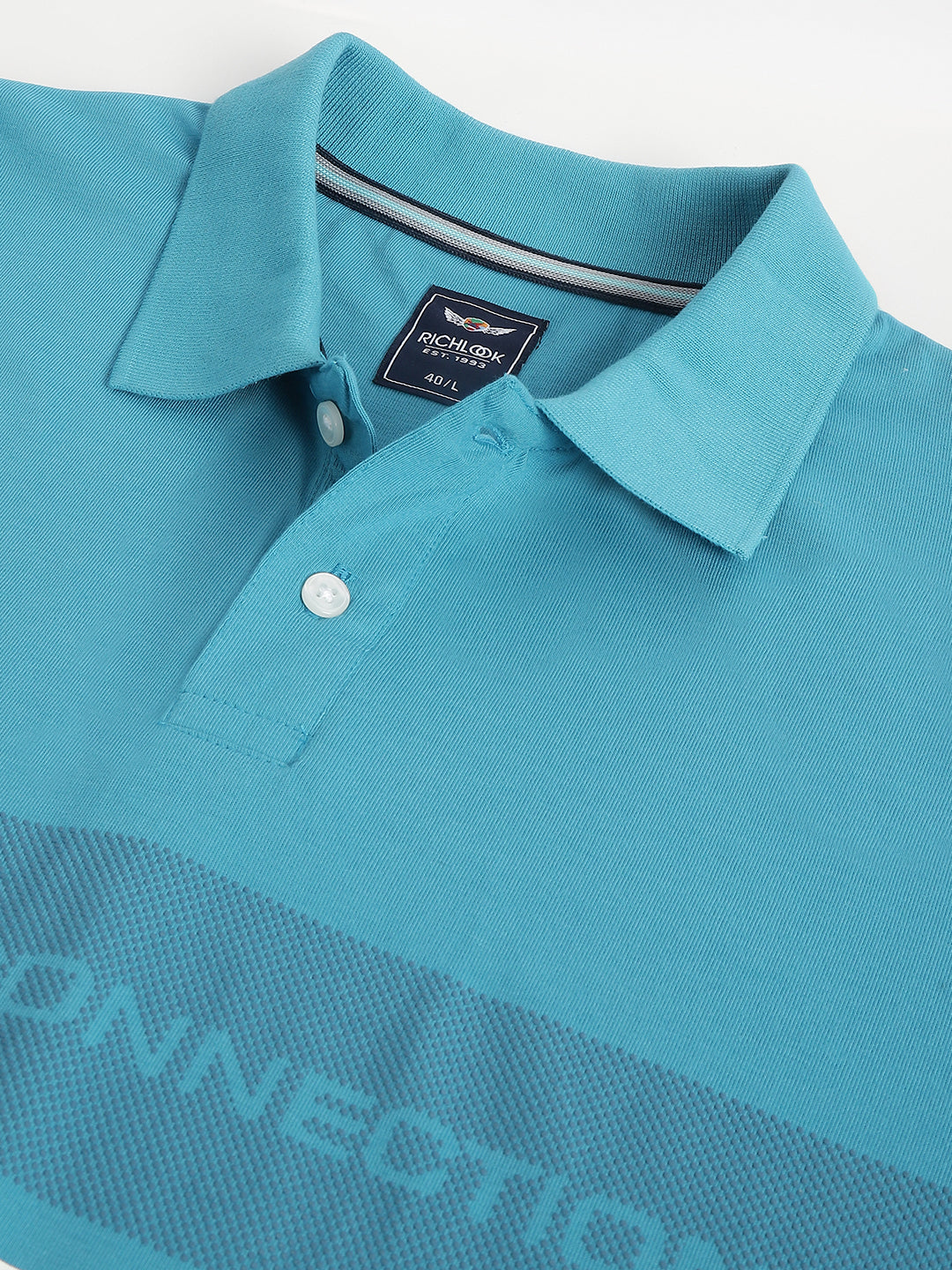 Men Teal Regular Fit Polo Neck T-Shirt