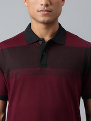 Men Wine Regular Fit Polo Neck T-Shirt