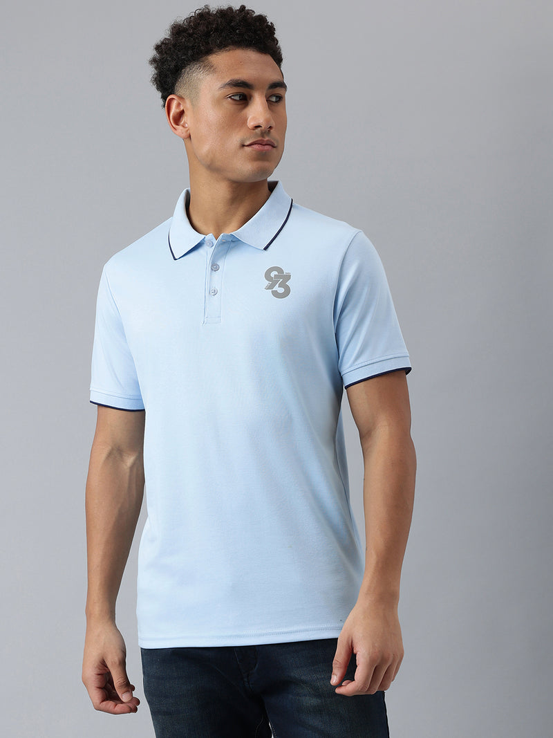 Men Sky Regular Fit Polo Neck T-Shirt