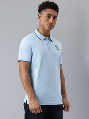 Men Sky Regular Fit Polo Neck T-Shirt