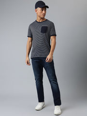 Men Navy Regular Fit Crew Neck Neck T-Shirt