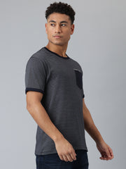 Men Navy Regular Fit Crew Neck Neck T-Shirt