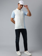 Men Cream Regular Fit Polo Neck T-Shirt