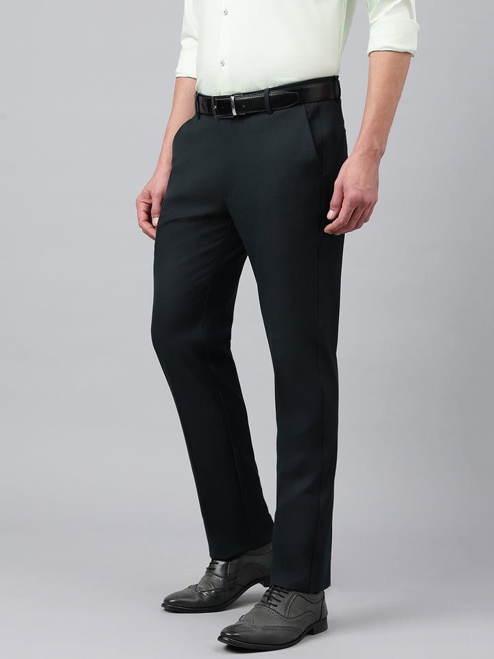 Men Deep Forest Standard Fit Solid Formal Trouser