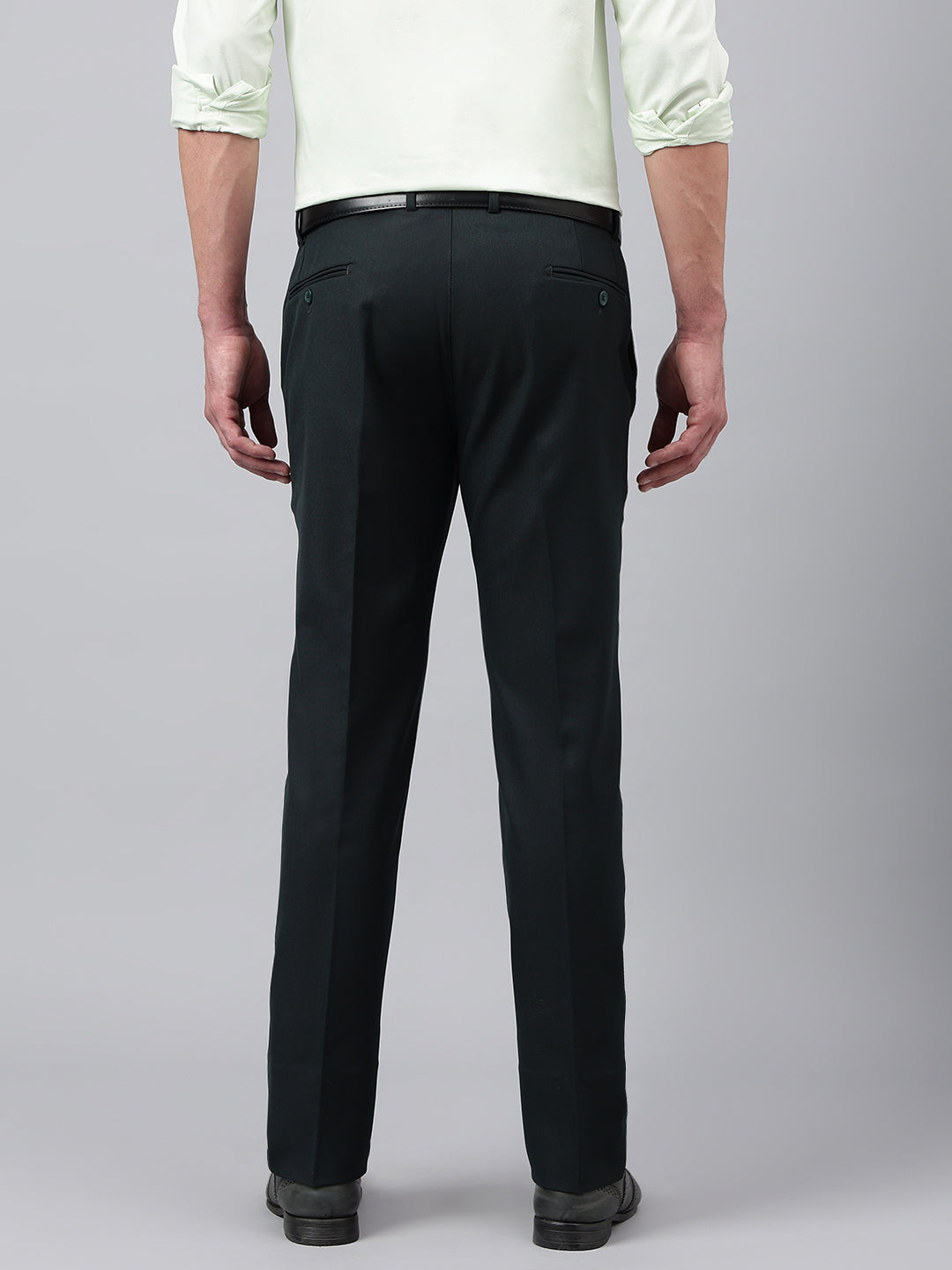 Men Deep Forest Standard Fit Solid Formal Trouser