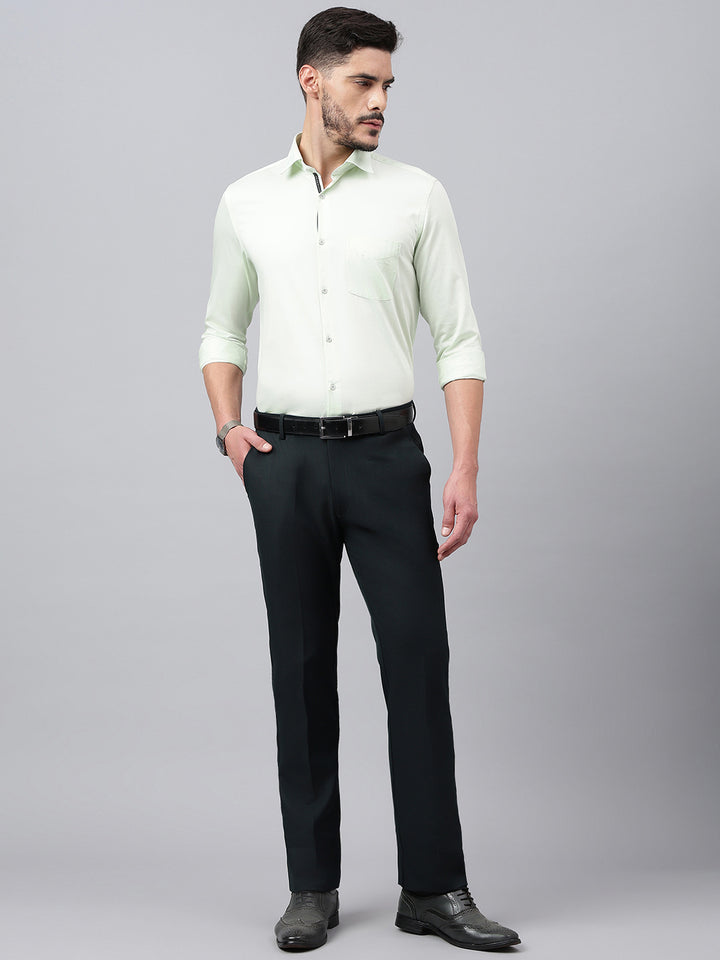 Men Deep Forest Standard Fit Solid Formal Trouser