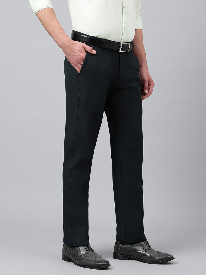 Men Deep Forest Standard Fit Solid Formal Trouser