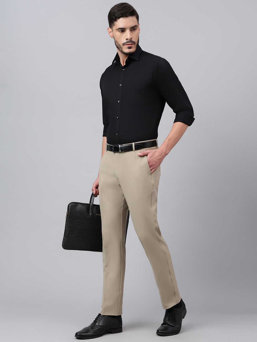 Men Tree House Standard Fit Solid Formal Trouser