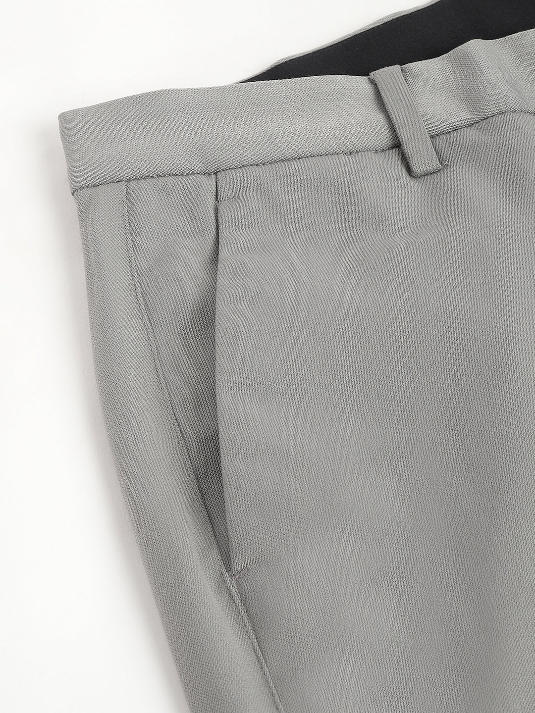 Men Dark Gull Grey Standard Fit Solid Formal Trouser