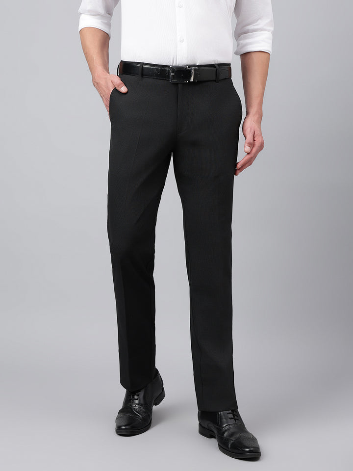 Men Bristol Black Standard Fit Solid Formal Trouser