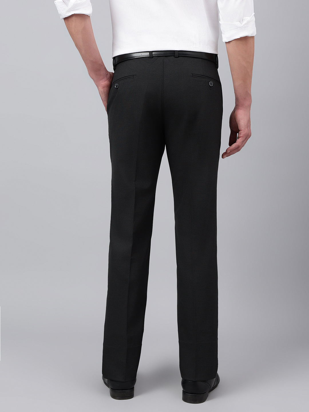 Men Bristol Black Standard Fit Solid Formal Trouser