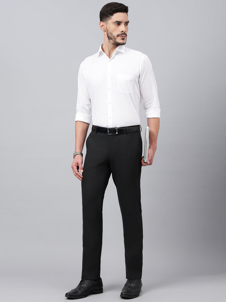 Men Bristol Black Standard Fit Solid Formal Trouser