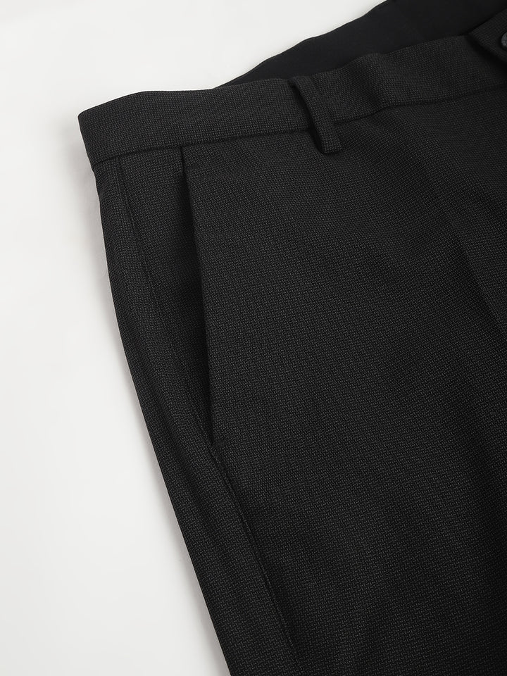 Men Bristol Black Standard Fit Solid Formal Trouser