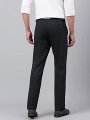 Men Woodland Grey Standard Fit Solid Formal Trouser