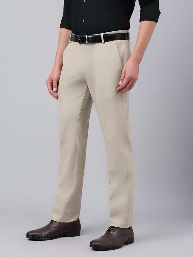 Men Tree House Micro Check Standard Fit Solid Formal Trouser