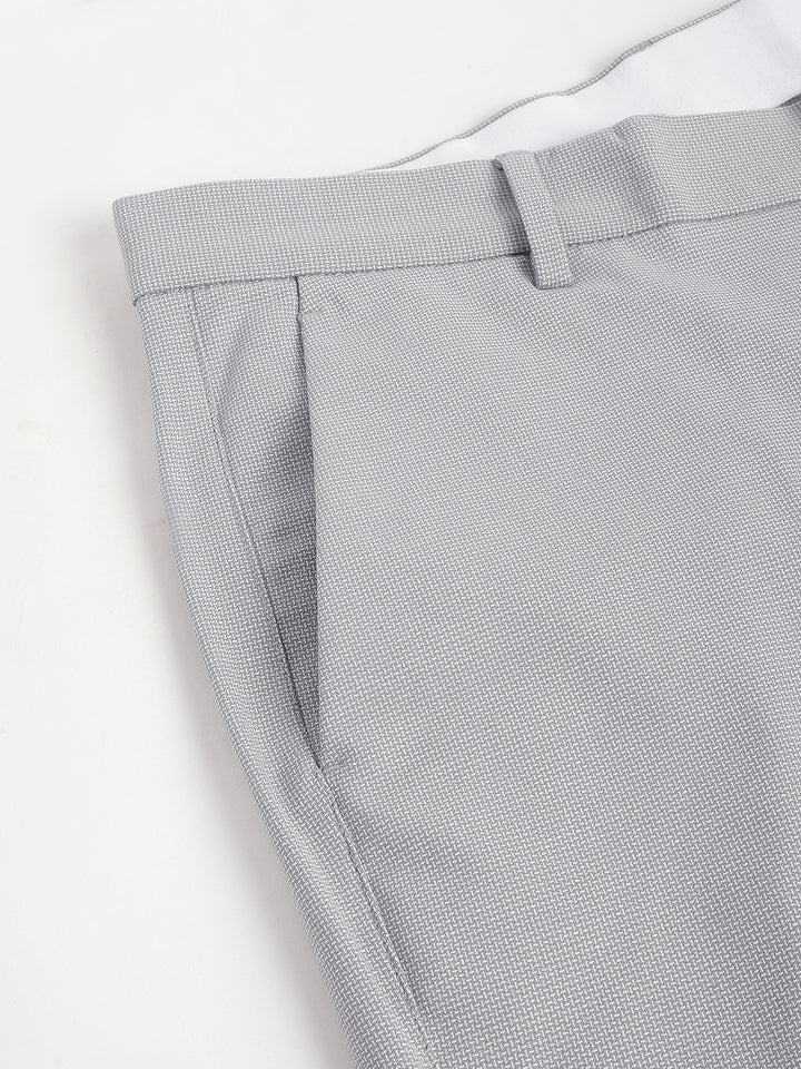 Men Pearl Blue Standard Fit Solid Formal Trouser