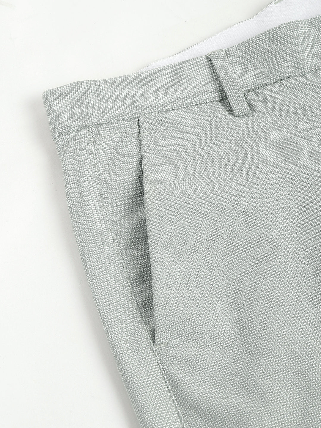 Men Slate Grey Standard Fit Solid Formal Trouser