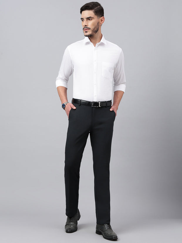 Men White Standard Fit Solid Formal Shirt