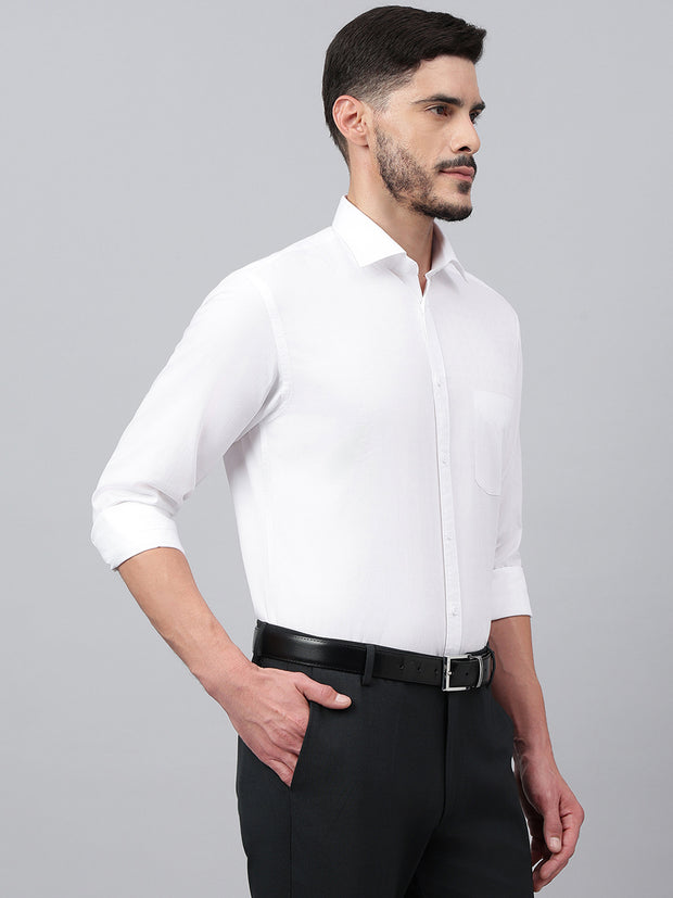 Men White Standard Fit Solid Formal Shirt