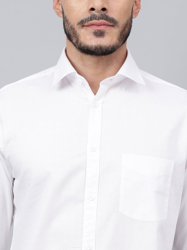 Men White Standard Fit Solid Formal Shirt