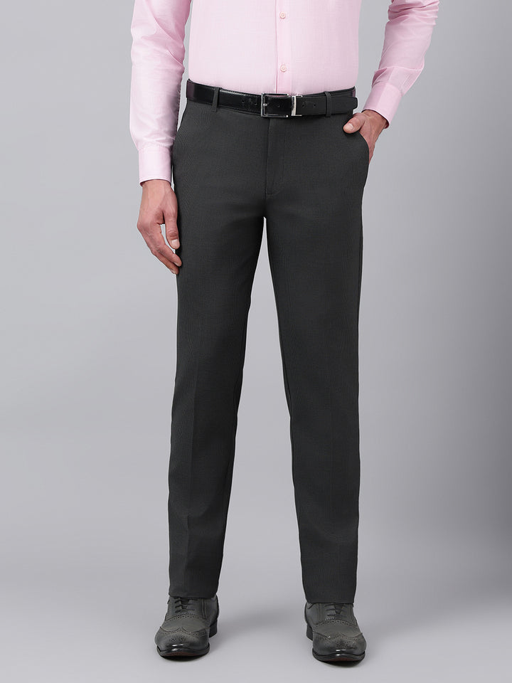 Men Blackened Pearl Standard Fit Solid Formal Trouser