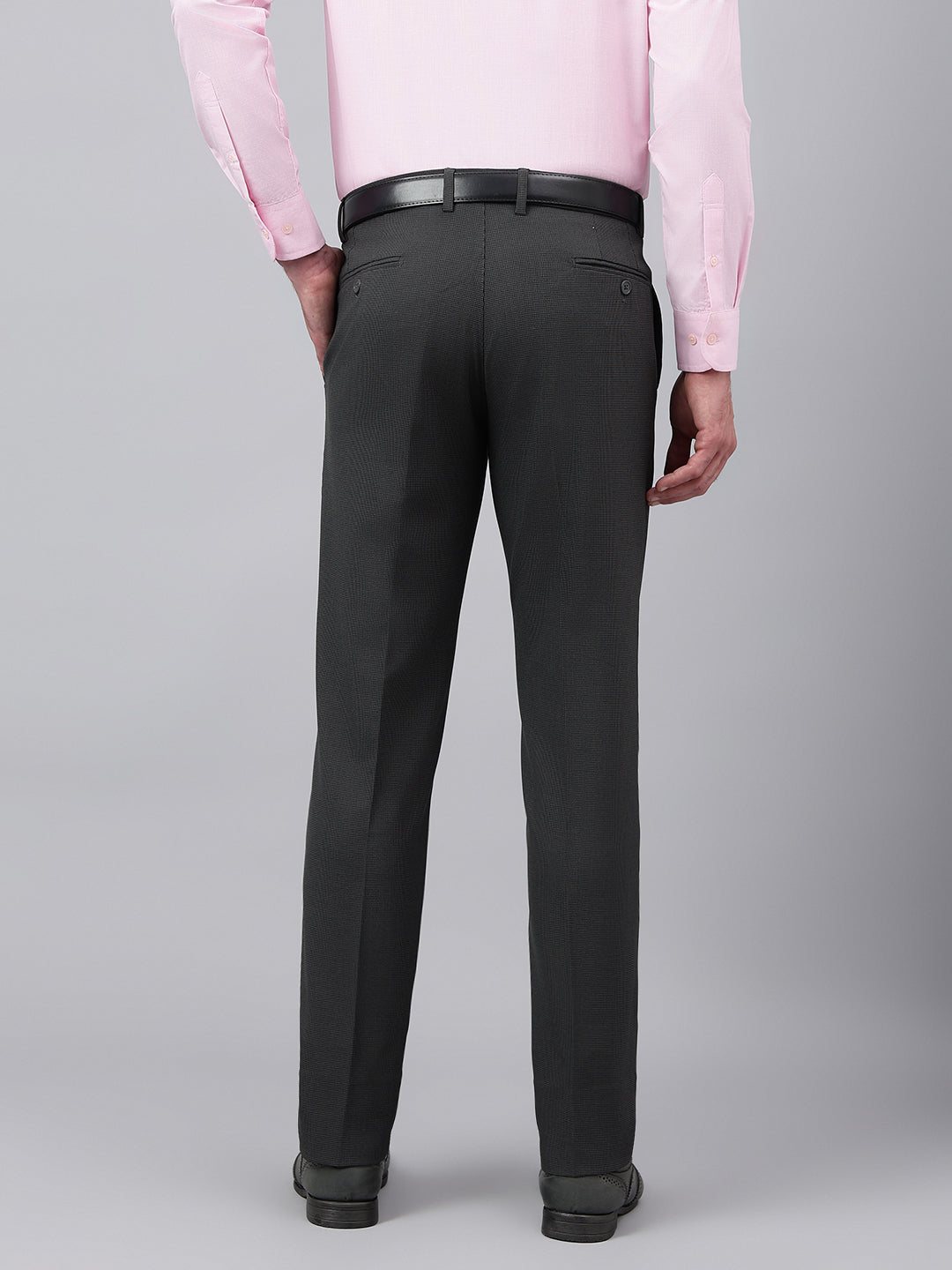 Men Blackened Pearl Standard Fit Solid Formal Trouser