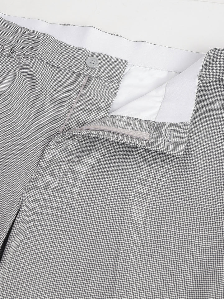 Men Grey Standard Fit Solid Formal Trouser